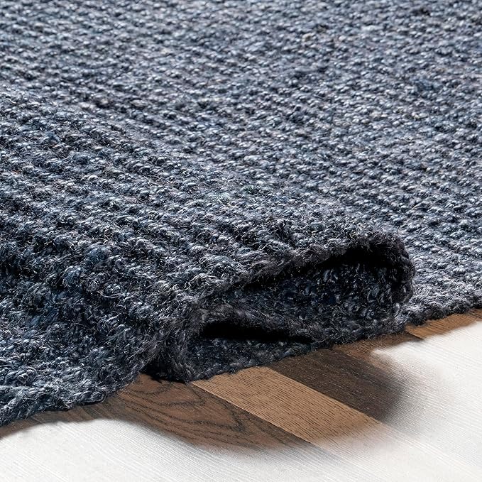 Nuloom Daniela Navy, 2'6" x 8', Handmade, Jute, Tassel, Soft and Textured, High Traffic, Stain Resistant, Easy Clean, Durable Runner for Bedroom, Living Room, Dining Space, Foyer, Entryway