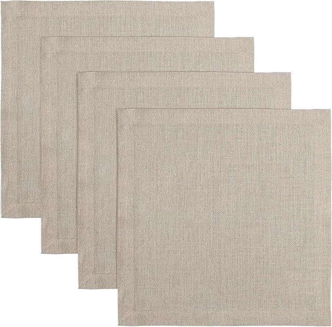 Solino Home Natural Placemats Set of 4-100% Pure Linen Placemats 14 x 14 Inch for New Year - Fete, Handcrafted and Machine Washable