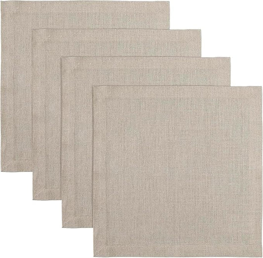 Solino Home Natural Placemats Set of 4-100% Pure Linen Placemats 14 x 14 Inch for New Year - Fete, Handcrafted and Machine Washable