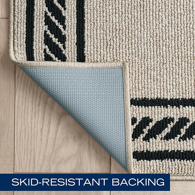 Nautica – Runner Rug | Indoor Runners for Hallways and Entry Rugs| Non-Slip and Non-Skid Entry and Kitchen Door Mat| Machine Washable Entryway Carpet Rugs | 2'6" x 10' | Rope Border Natural Twist