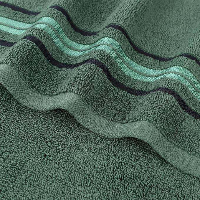 Superior Cotton 6 Piece Towel Set, 2 Bath, 2 Hand, 2 Washcloth/Face Towels, Quick Dry, Home Essentials, Shower, Spa, Luxury Plush Soft Absorbent Towels, Zero-Twist, Solid, Forest Green