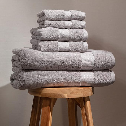 Fabdreams 100% Organic Cotton Bath Towel Set of 6 700 GSM Hotel Premium Plush Absorbent Soft Durable Skin-Friendly Spa Quality Bathroom Comfort with 2 Bath 2 Hand Towels and 2 Wash Cloths Dark Grey