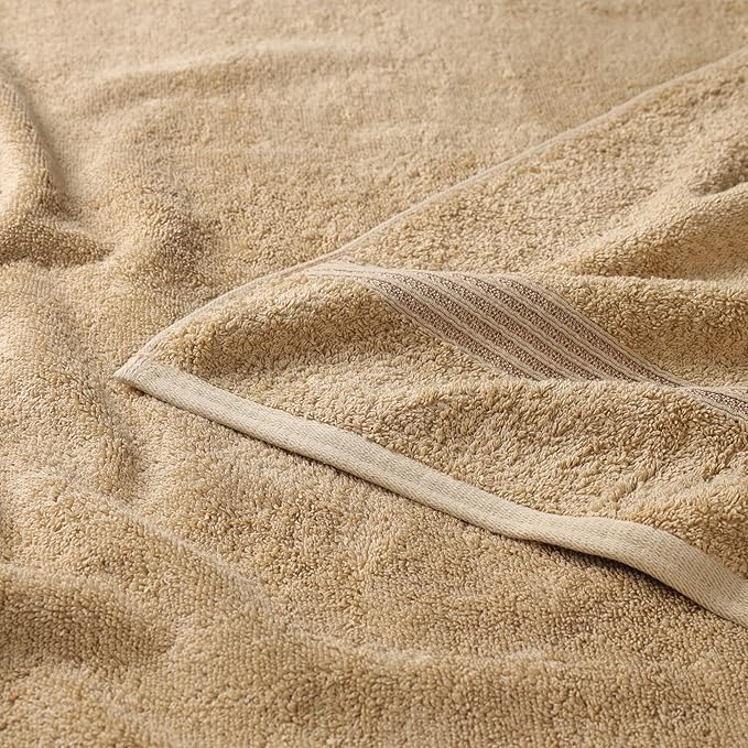 Superior Egyptian Cotton Bath Towel Set, Home Bathroom Towels, Master, Guest Bath, Decor Essentials, Quick Dry, Absorbent, Large Body Towels, Spa, Hotel, Resort, Adult, Kids, Set of 2, Toast