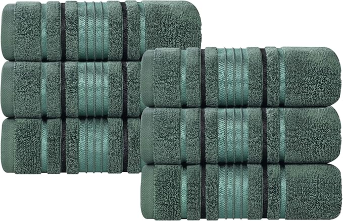 Superior Cotton Hand Towel Set, Small Towels, Plush Soft Absorbent Bathroom Basics, Home Essentials, Spa, Salon, Hotel, Kitchen, Luxury Quick Drying, Zero-Twist, Solid, Sadie Collection, Forest Green