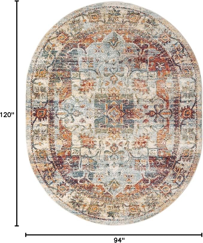 Unique Loom Isabella Collection Area Rug - Adjani (7' 10" x 10' Oval, Ivory/ Beige)