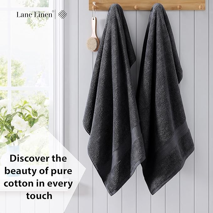 LANE LINEN (35"x66" Large Bath Sheets Set of 4-100% Cotton Bath Sheet - Fade Resistant, Machine Washable & Highly Absorbent - Oversized Luxury Bath Towel for Bathroom - Hotel Quality Black Towels