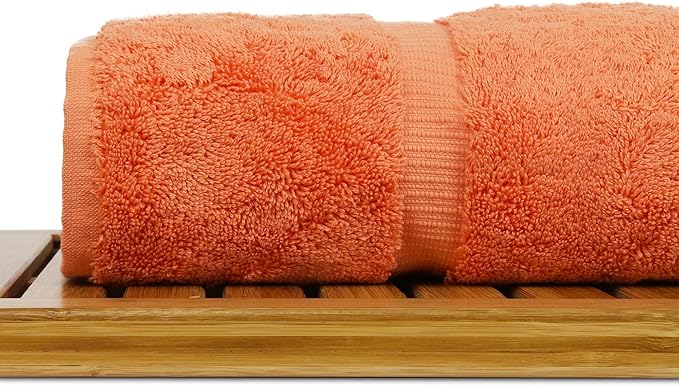 Luxury Hotel & Spa Collection Highly Absorbent, Quick Dry 100% Turkish Cotton 700 GSM, Eco Friendly Towel, for Bathroom Dobby Border Soft Bath Towel Set 27 X 54 (Coral, Bath Towels - Set of 2)