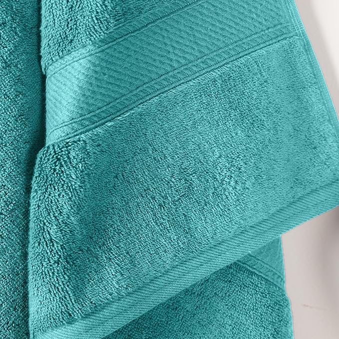 Superior Egyptian Cotton Pile Bath Towel Set of 2, Ultra Soft Luxury Towels, Thick Plush Essentials, Absorbent Heavyweight, Guest Bath, Hotel, Spa, Home Bathroom, Shower Basics, Turquoise