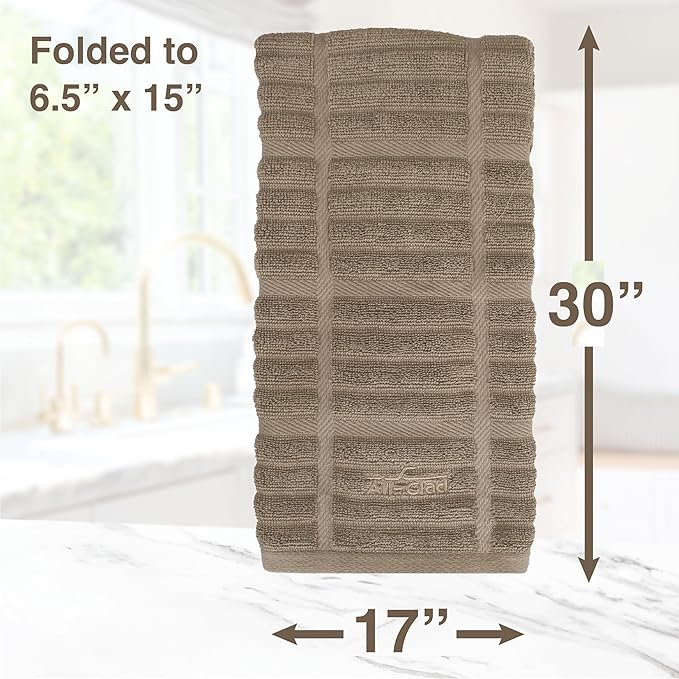 All-Clad Solid Kitchen Towel: Highly Absorbent, Super Soft Long Lasting - 100% Cotton, 17"x30" Tea Towel for Cleaning & Drying Dishes, Pans, Glassware, or Countertops, (1-Pack), Mushroom