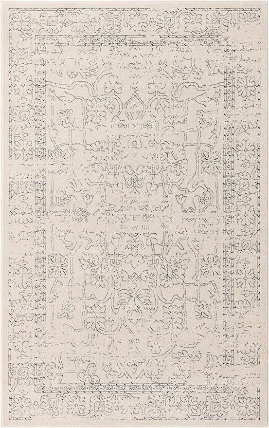 Unique Loom Isabella Collection Area Rug - Adjani (5' 1" x 8' Rectangle, White/ Blue)