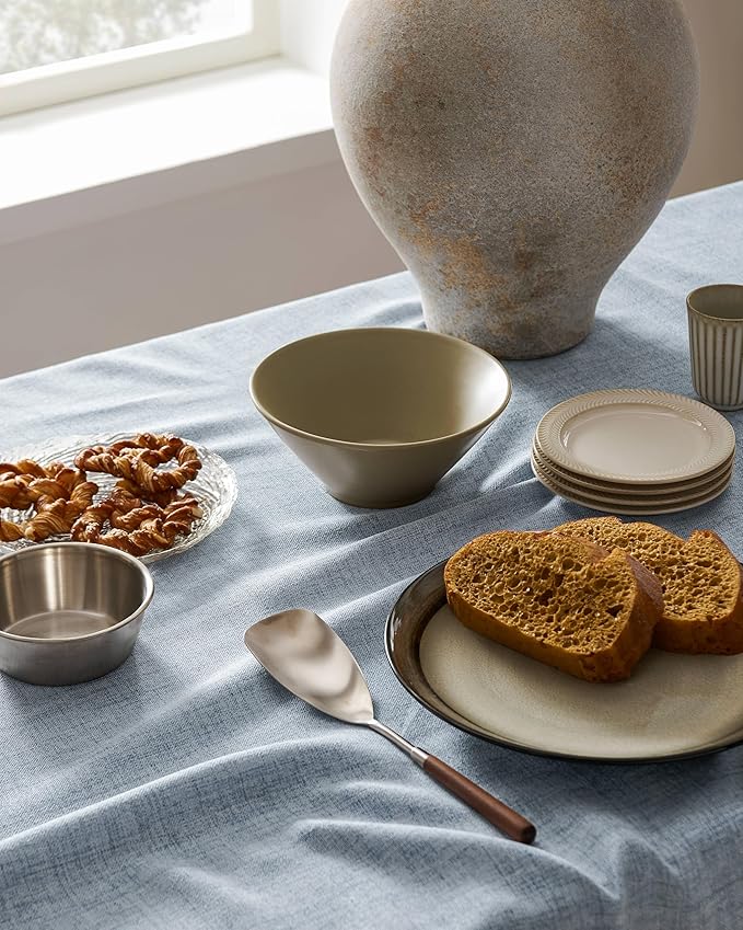 Linen Tablecloth for Rectangle Table 52x70 Inch Blue, Farmhouse Style Blue Tablecloth, Water Resistant Burlap Tablecloths for Dining Table Farmhouse Kitchen