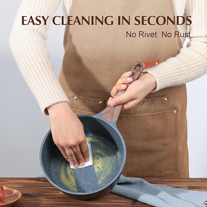 SENSARTE Nonstick Sauce Pan with Lid Saucepan Set, Swiss Granite Coating Sauce Pot Kitchen Cooking Pot, Induction Comptable, Free of Intentionally Added PFOA, 1.5 + 2.5 QT