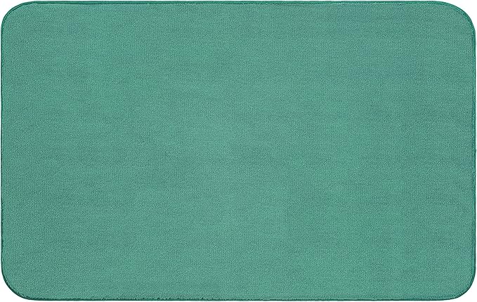 American Soft Linen 21x32 Fluffy Foamed Slip Reducer Bath Rug, Machine Washable Area Bath Mat Rugs for Bathroom, Colonial Blue