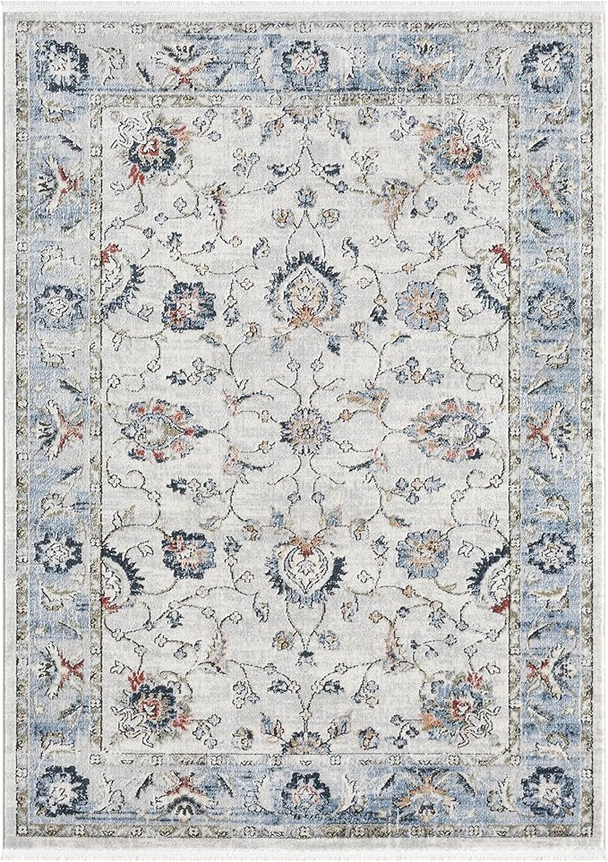 Well Woven Indira Elysium Vintage Panel Ivory 8x10 (7'10" x 9'10") Area Rug | Heritage-Inspired, Soft & Durable, Easy to Clean for Living Room, Bedroom, Dining Room