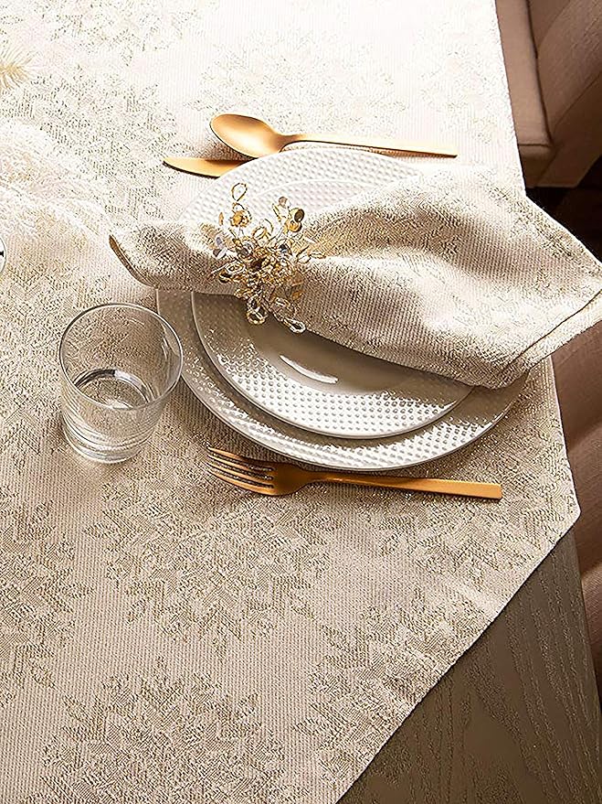 DII Holiday Dining Table Linen Sparkle Metallic Kitchen Décor, Napkin Set, 20x20, Jacquard Snowflakes, 6 Piece