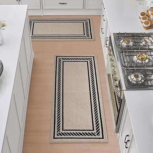 Nautica – Runner Rug 2 Piece Set | Indoor Runners for Hallways and Entry Rugs| Non-Skid Entry and Kitchen Door Mat| Machine Washable Carpet Rugs | 2'2" x 3'9" and 2'2" x 5' | Rope Border Natural Twist