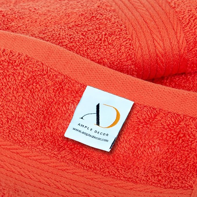 Ample Decor Wash Cloths Pack of 50 12 X 12 Inch 100% Cotton 600 GSM, Soft Absorbent, Machine Washable Face Towels, Reusable Fingertip Towels for Bathroom, Hotel, Gym, Spa - Orange