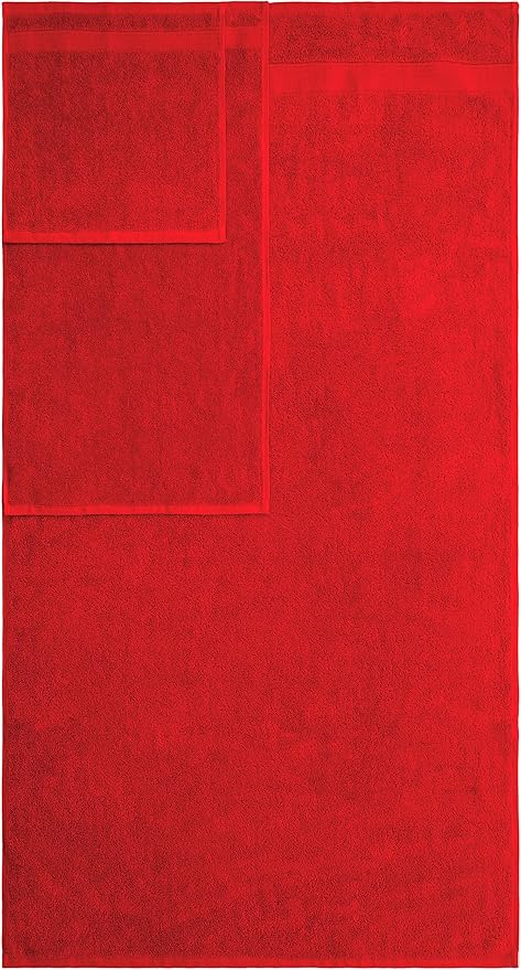 American Veteran Towel, 6 Piece Towel Set for Bathroom, 100% Cotton Turkish Bathroom Towels, 2 Bath Towels 2 Hand Towels 2 Washcloths, Red