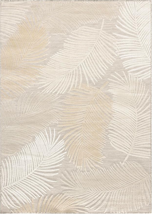 Nourison Home Suncoast Beige 5'3" x 7'3" Area Rug - Easy Clean, Non Shedding, Bed Room, Living Room, Dining Room, Kitchen (5' x 7')