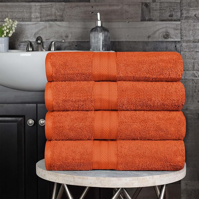 Superior Superior Long Staple 100% Combed Cotton 700GSM Solid 4-Piece Bath Towel Set for Bathroom, Shower, Kitchen-Super Soft, Plush, Highly Absorbent, Assorted 4-Piece Towels, Sandstone