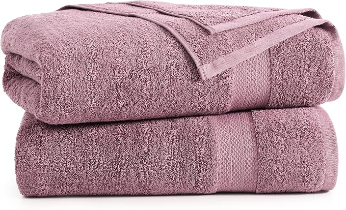 LANE LINEN Oversized Bath Towels for Adults (35"x66") - 2 Pack - 100% Cotton Bath Sheet - Highly Absorbent, Pre Shrunk, Quick Dry - Daily Use XL Bath Towels Oversized Ideal for Guest - Wistful Mauve
