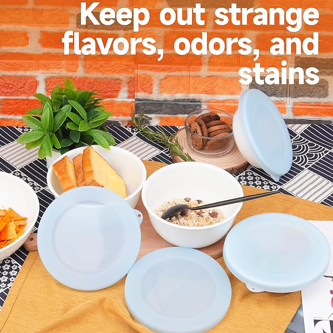 4 Pack Silicone Lids for Corelle Vitrelle 18-Oz Soup/Cereal Bowls, Freezer & Microwave & Dishwasher Safe (Bowl not included)