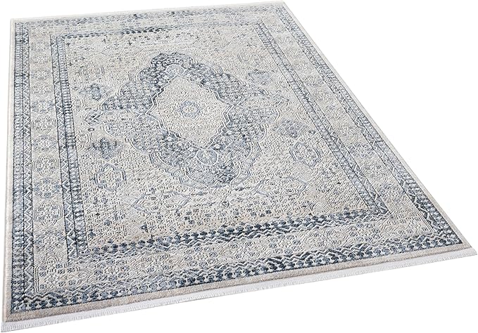 Well Woven Indira Eclipse Vintage Medallion Ivory 5x7 (5'3" x 7'3") Area Rug | Heritage-Inspired, Soft & Durable, Easy to Clean for Living Room, Bedroom, Dining Room