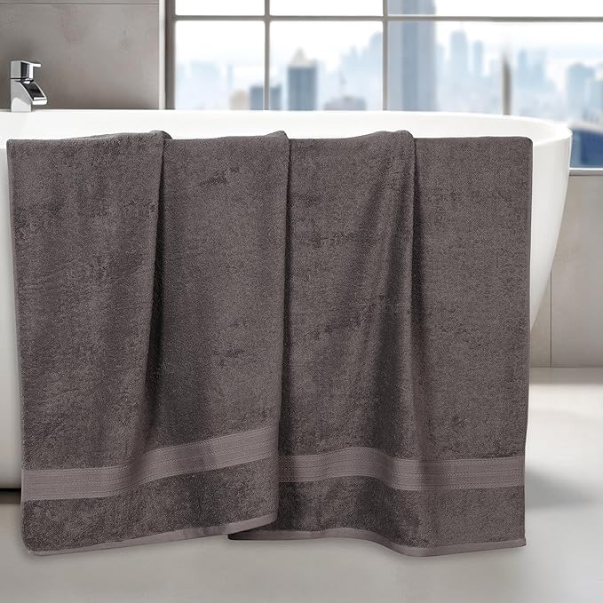 Superior Eco-Friendly Cotton 2-Piece Bath Sheet Set, Oversized Towels for Adults and Kids, Body Towels for Shower, Bath, Quick Dry, Resort, Bathroom Basics, Home, Apartment Essentials, Graphite