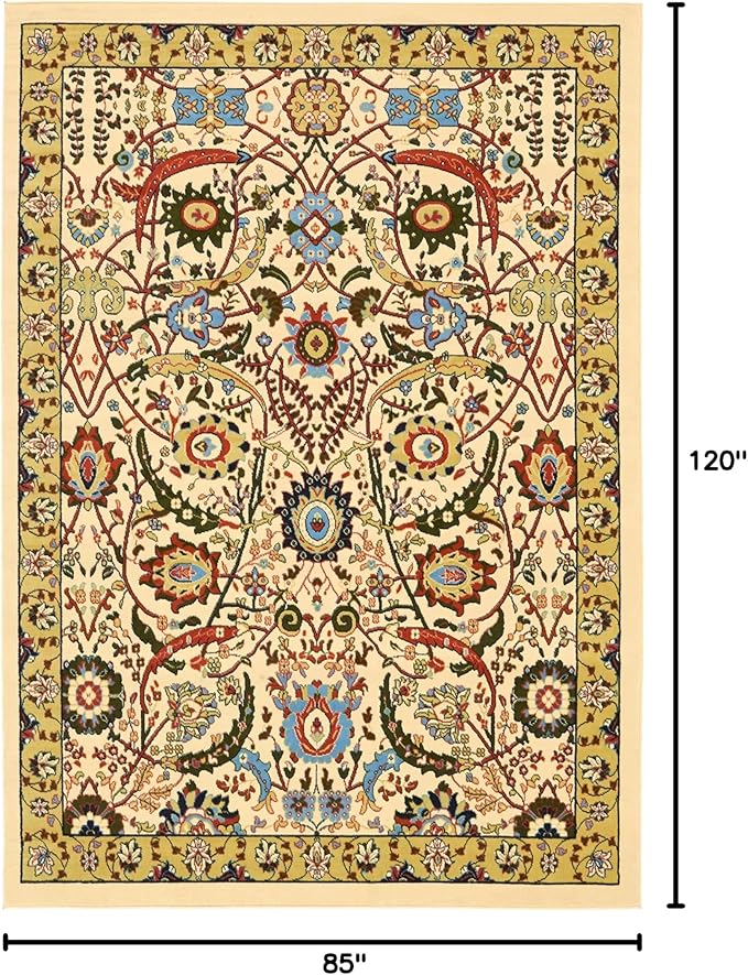 Unique Loom Espahan Collection Area Rug - Cape Cod (7' 1" x 10' Rectangle, Cream/ Black)