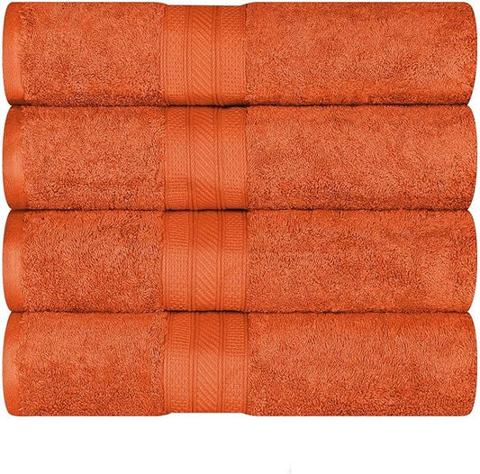 Superior Superior Long Staple 100% Combed Cotton 700GSM Solid 4-Piece Bath Towel Set for Bathroom, Shower, Kitchen-Super Soft, Plush, Highly Absorbent, Assorted 4-Piece Towels, Sandstone