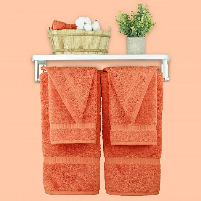 Chakir Turkish Linens 100% Cotton Premium Turkish Towels for Bathroom | 2 Bath Towels - 2 Hand Towels, 2 Washcloths (6-Piece Towel Set, Coral)