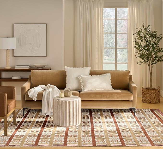 Nourison Home Nordic Rust 8' x 10' Area Rug - Easy Clean, Non Shedding, Bed Room, Living Room, Dining Room, Kitchen (8' x 10')