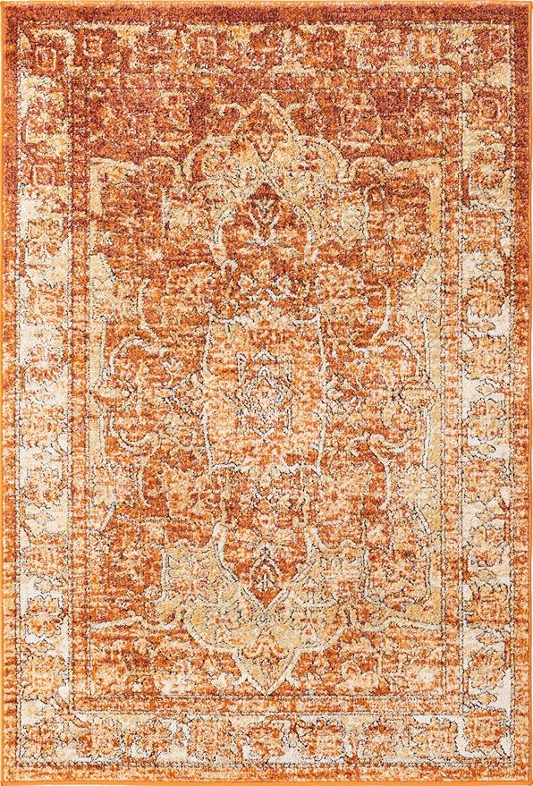 Unique Loom Isabella Collection Area Rug - Adjani (4' 1" x 6' 1" Rectangle, Rust Red/ Black)