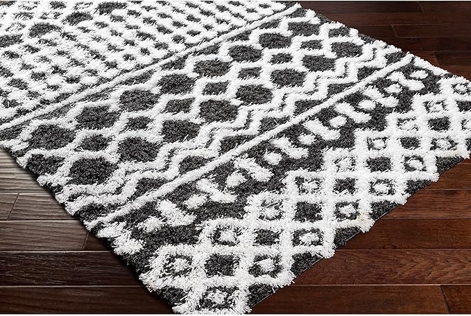 Livabliss Hapsburg Moroccan Shag Area Rug,7'10" x 10'3",Black/White