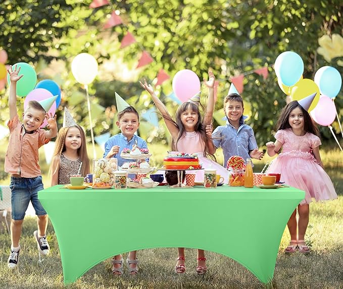 Utopia Kitchen 6FT Spandex Tablecloth [1 Pack, Bright Green] 200 GSM Stretch, Fitted, Washable and Wrinkle Resistant Table Cloth Rectangle Cover for Trade Shows, Wedding, Parties [72Lx30Wx30H Inch]
