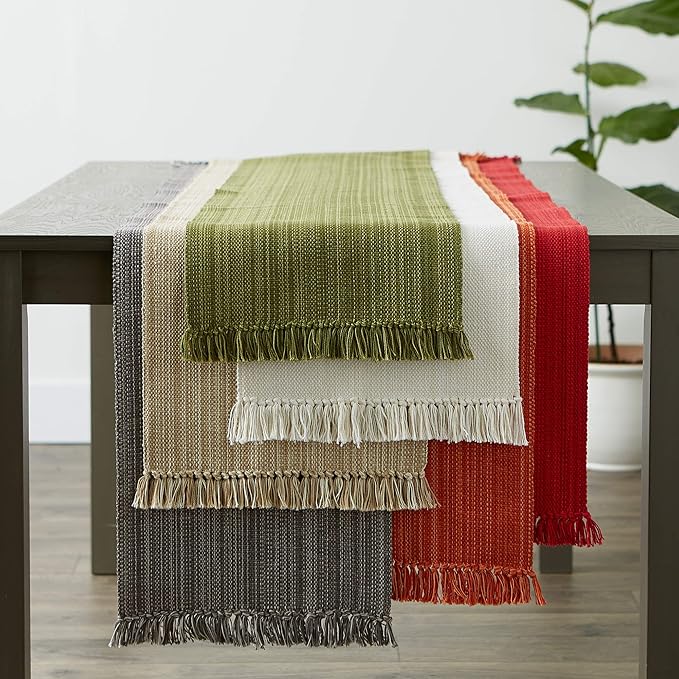 DII Variegated Tabletop Collection, Table Runner3x72, Olive Green