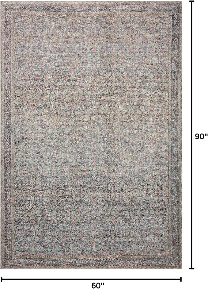 Loloi Adrian Collection ADR-04 Denim/Multi 5'-0" x 7'-6", .19" Thick Area Rug