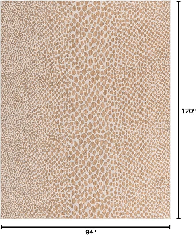 Unique Loom Outdoor Collection Area Rug - Cape Town (7' 10" x 10' Rectangle, Dark Beige/ Ivory)