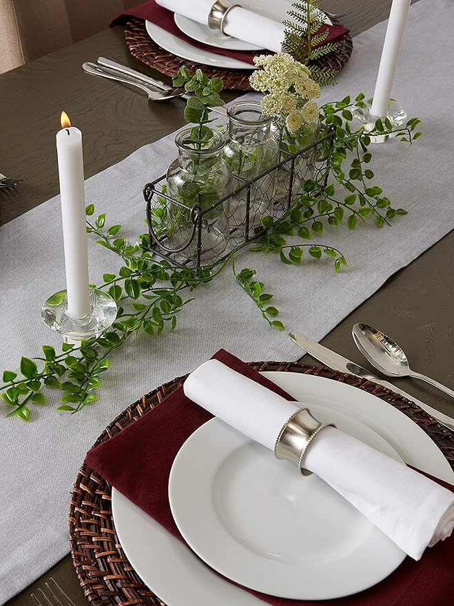 DII Chambray Kitchen, Tabletop Collection, Gray, 14x72 Table Runner