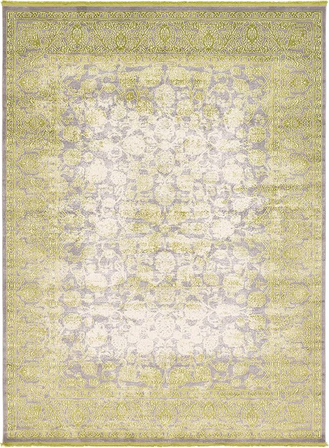 Unique Loom Traditional Classic Intricate Design Distressed Vintage Detail, Area Rug, 9' 0" x 12' 0", Light Green/Gray