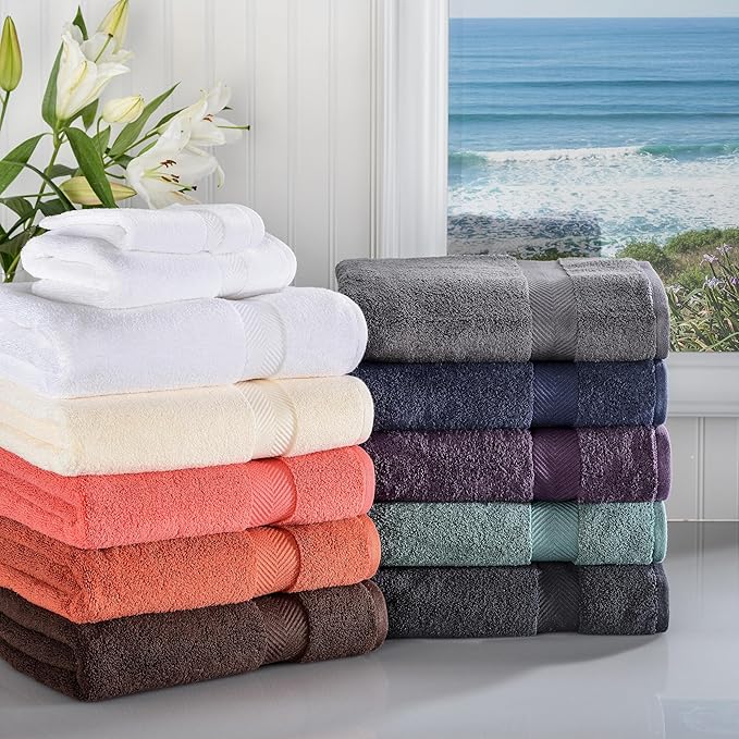 Superior Zero Twist 100% Cotton Towel Set, 3-Piece Set, Extra Soft Bath Towel, Face Towel and Hand Towel, Long-Staple Cotton Towels, Jade