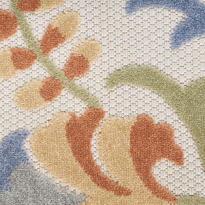 Nourison Home Aloha Ivory Blue 2'8" x 4' Area Rug - Easy Clean, Non Shedding, Bed Room, Living Room, Dining Room, Kitchen (3' x 4')