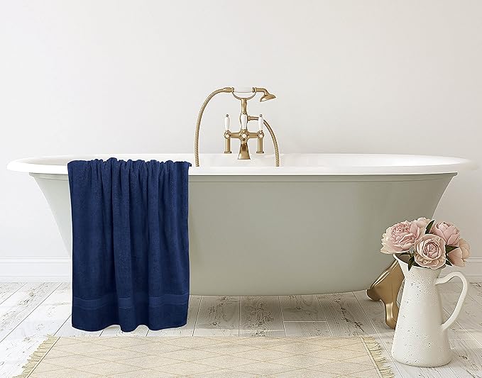 Utopia Towels - Luxurious Jumbo Bath Sheet 8 Piece - 600 GSM (35X70 Inches) 100% Ring Spun Cotton - Highly Absorbent and Quick Dry Extra Large Bath Towel - Super Soft Hotel Quality Towel (Navy)