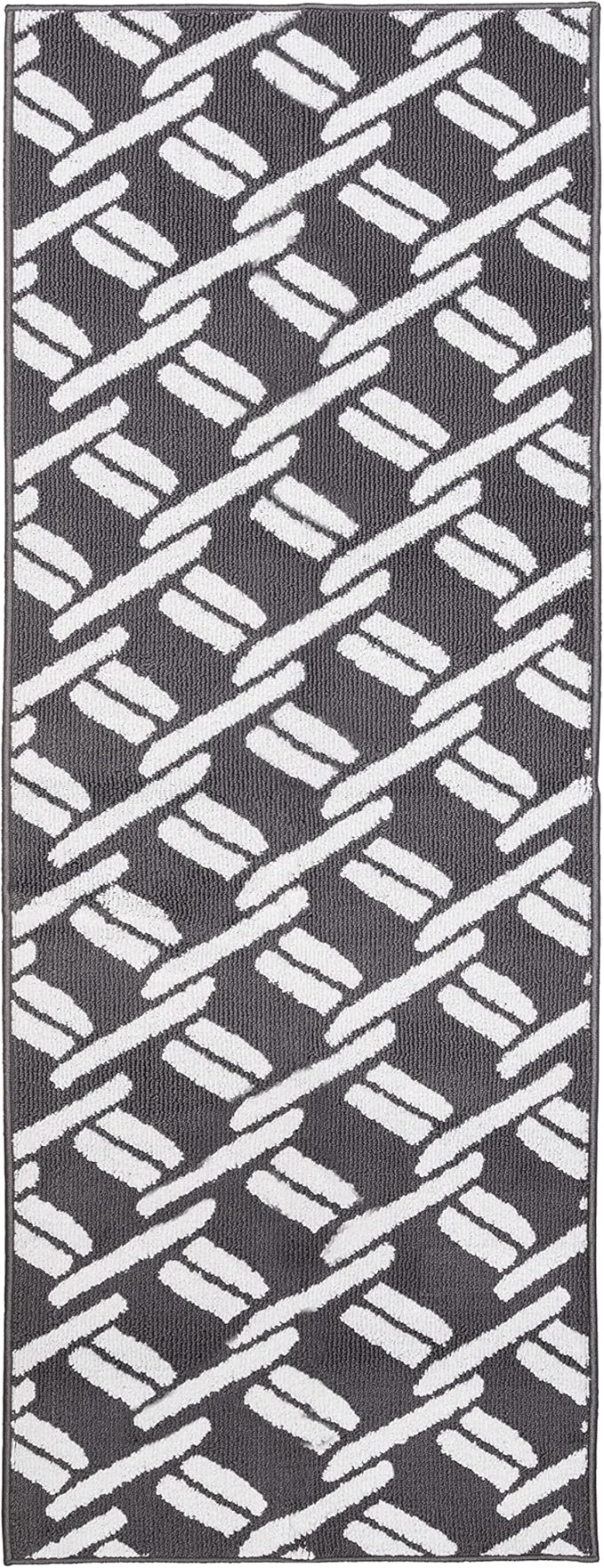 Nautica – Runner Rug | Indoor Runners for Hallways and Entry Rugs| Non-Slip and Non-Skid Entry and Kitchen Door Mat| Machine Washable Entryway Carpet Rugs | 26” x 72” | Chain Dark Grey