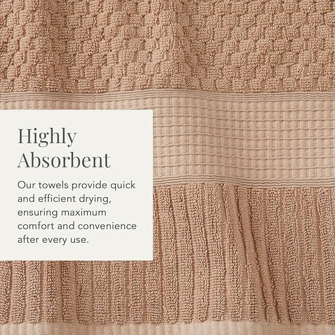 NY Loft 100% Cotton 2 Pack Bath Sheet Towel Set | Extra Large Oversize Bath Towels | Absorbent & Quick-Dry | Textured and Durable Cotton | Light Taupe