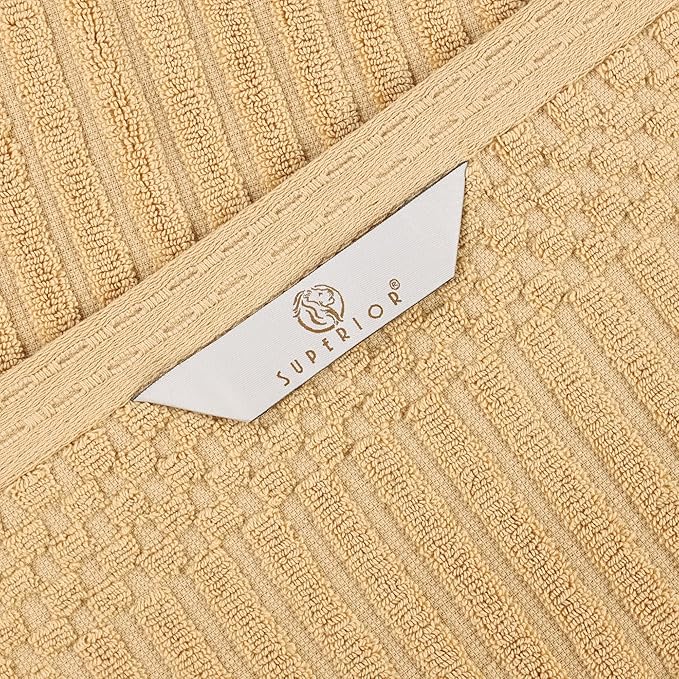 Superior Cotton Bath Towel Set of 4, Daily Use for Bathroom, Guest Bath, Quick Dry, Spa, Resort Towels, Ribbed, Absorbent, Home Essentials, 4-Piece Bath Towels, Soho Collection, Gold
