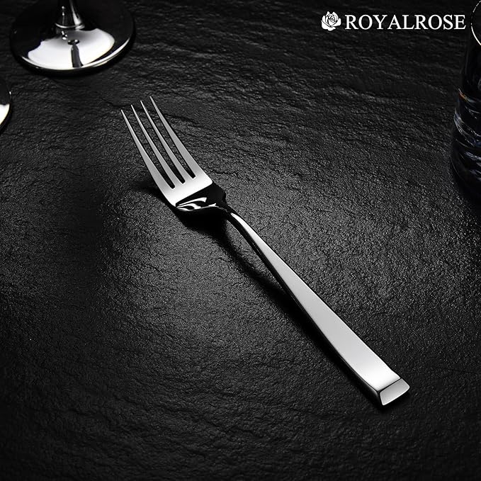 Royalrose Alexander Fine Forks, Set of 4, 18/10 Stainless Steel, Well Made, Dishwasher Safe, Heavy Duty Fork (8.1" Dinner Fork)