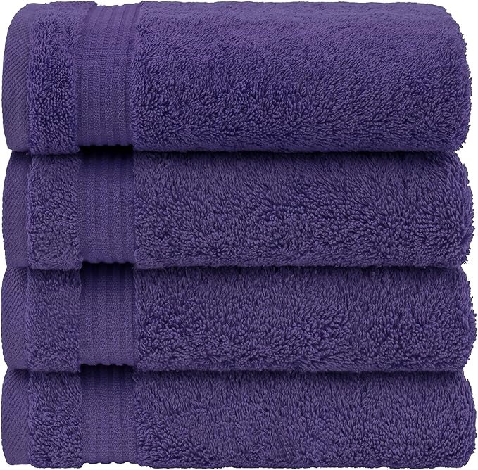 American Veteran Towel, Hand Towels for Bathroom Set of 4, 100% Cotton Turkish Hand Towel Sets, Soft Hand Face Towels, Purple Hand Towels