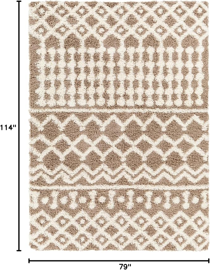 Livabliss Hapsburg Moroccan Shag Area Rug,6'7" x 9'6",Dark Brown