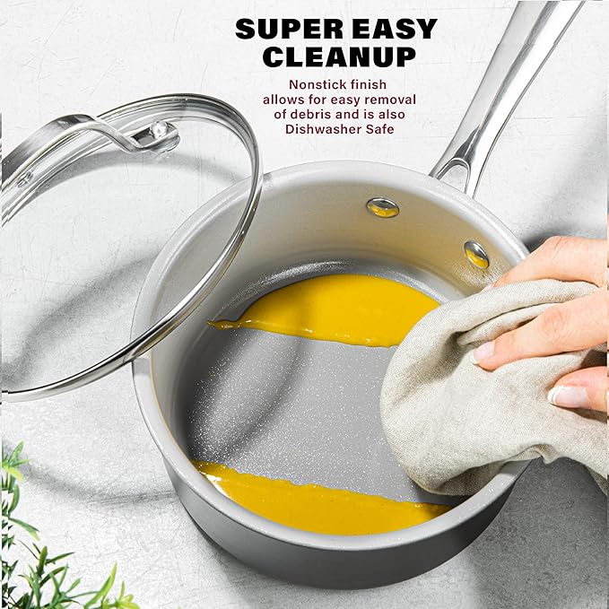 Granitestone Pro 13pcs Pots and Pans Set Non Stick Ceramic Cookware Set with 5 Utensils, Premium Chef Quality Hard Anodized Exterior with Diamond and Mineral Coating, Oven and Dishwasher Safe